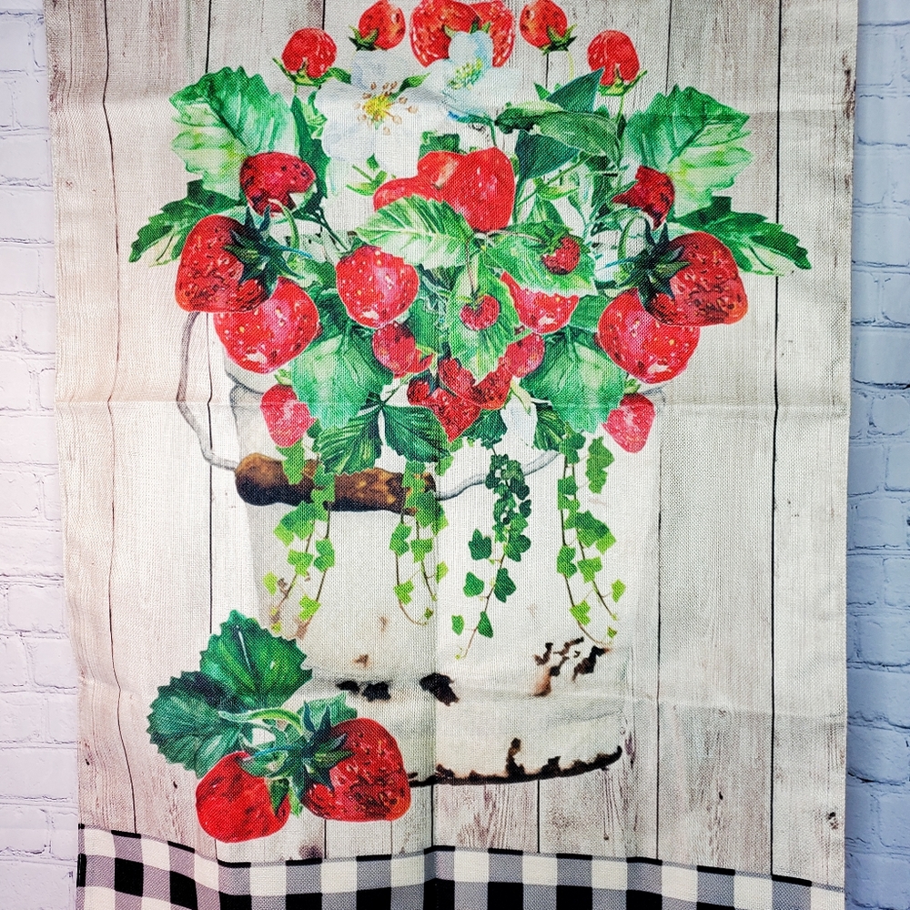 Garden Flag, Strawberry Pot Design